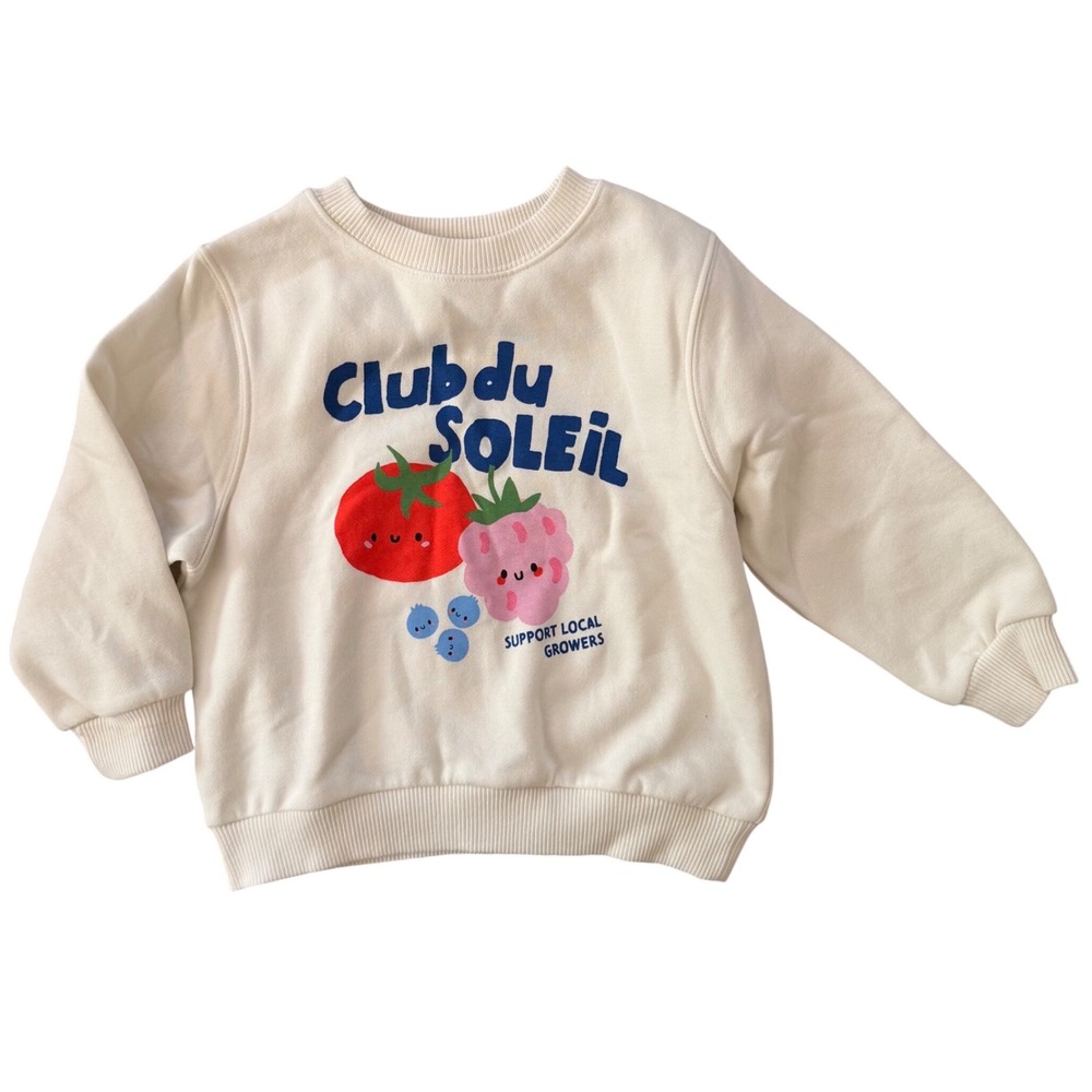 HM Kids Club du Soleil Fruit Graphic Sweatshirt Cream 2T Berries Casual Play